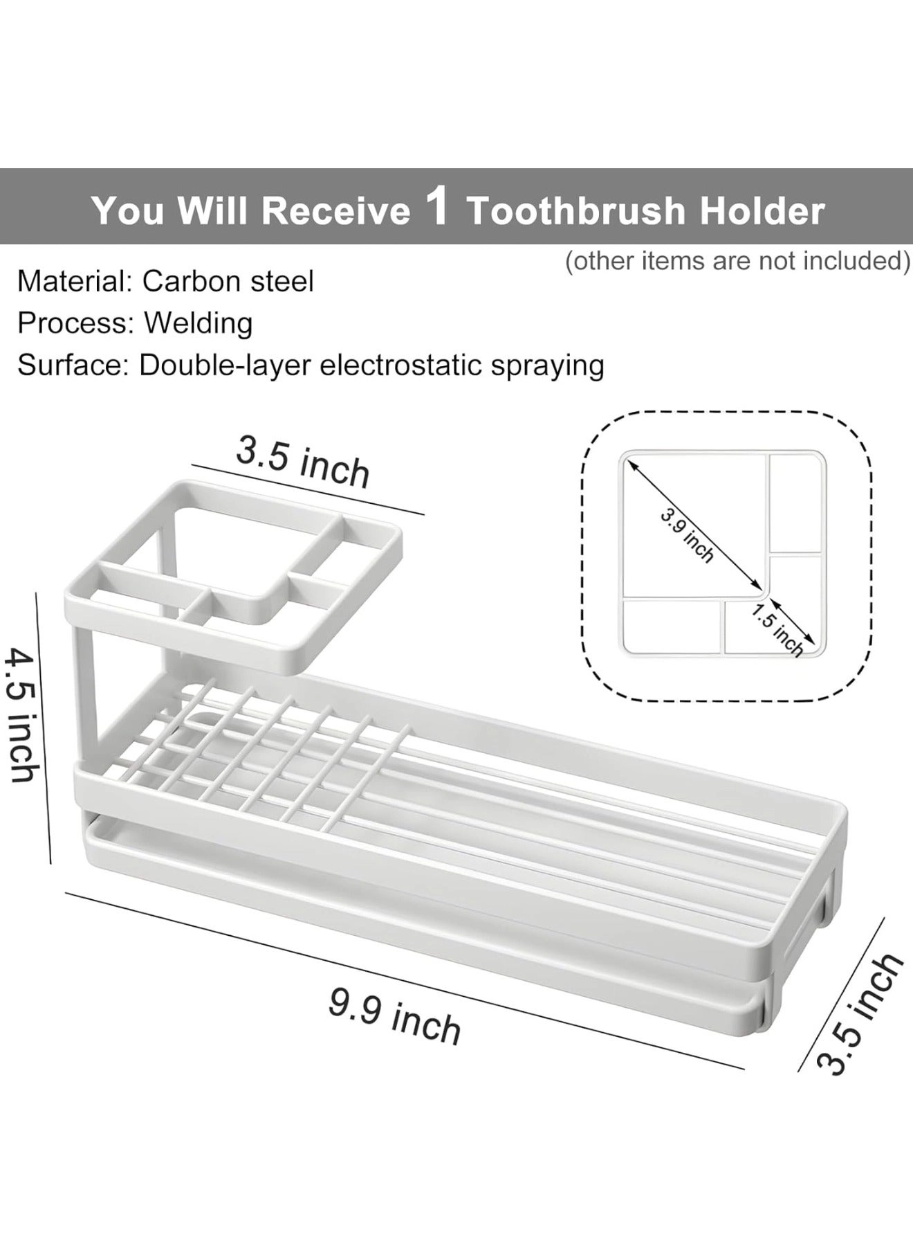 Toothbrush Holder - 4 Slots Bathroom Countertop