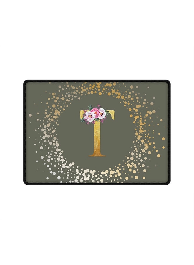 Stylizedd Custom Monogram Initial Letter Floral Pattern - T Cloth Gaming Mouse Pad - 35x25 cm
