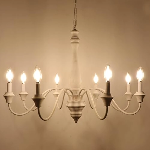 Antique White Chandelier - 8 Lights Distress White