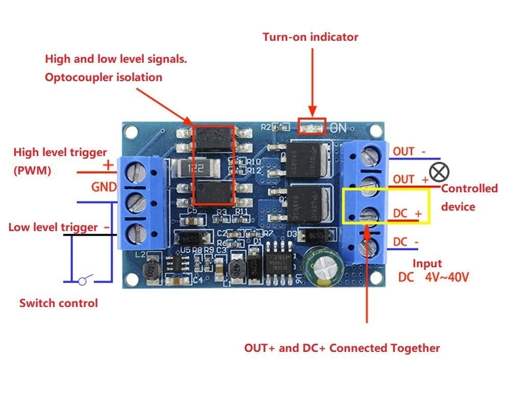 MOS Trigger Switch Driver Module - 10A 600W PWM