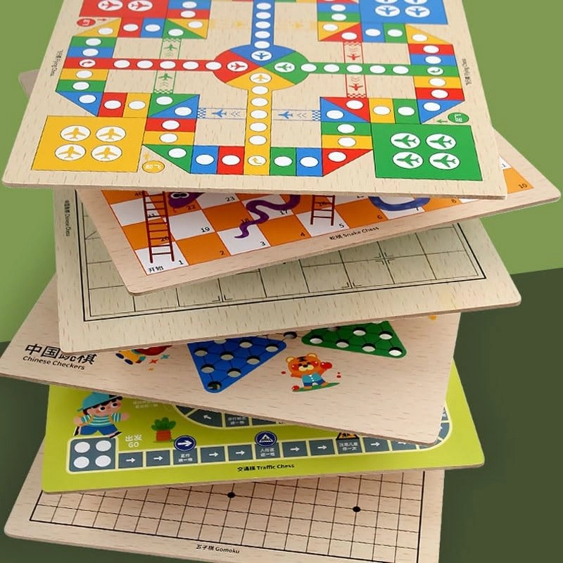 2-in-1 Chess Game - Double-Sided Wood & ABS