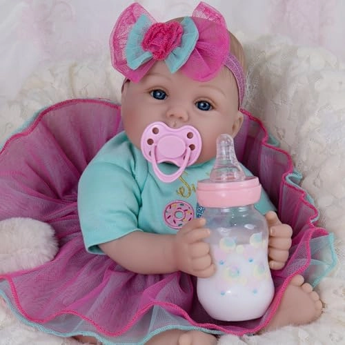 Milidool Reborn Baby Doll - 18 Inch Silicone Girl Gift Set Ages 3+