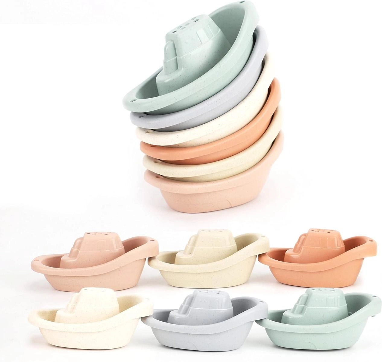 MOON Bath Boat Cup Toy - 6 Pieces Multi Colour