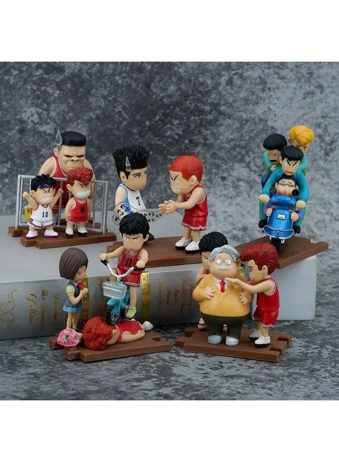 Hanamichi Sakuragi + Kaede Rukawa + Team Action Figures - Slam Dunk - 5 pcs
