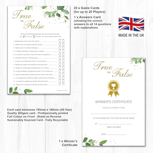 True or False Baby Shower Game - Unisex-Babies 20