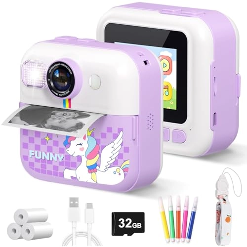 Kids Instant Print Camera - 1080P 32GB