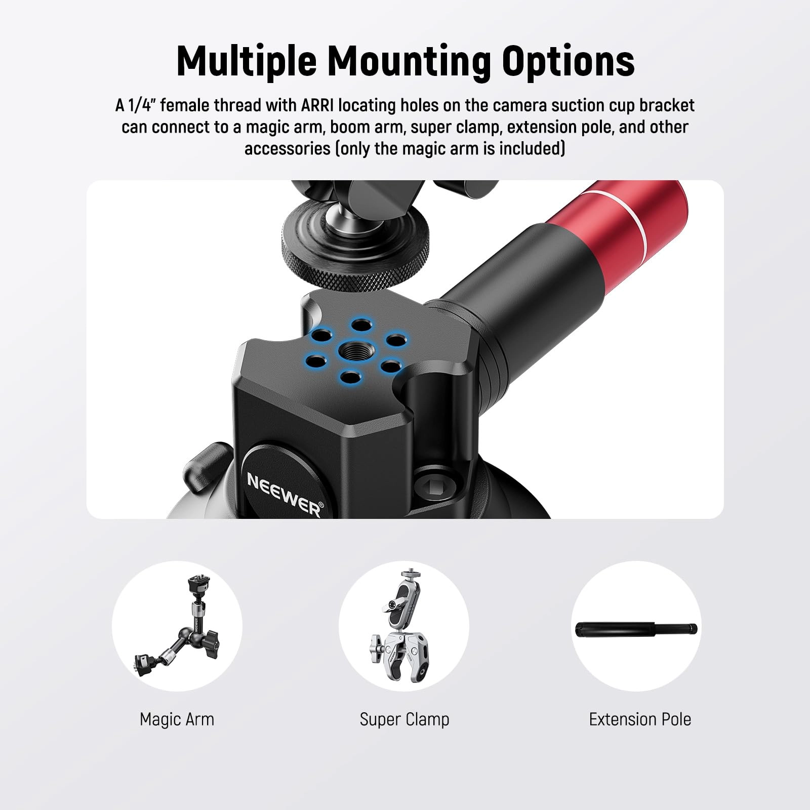 Suction Cup Camera Mount Bracket - 3" Ball Head Magic Arm