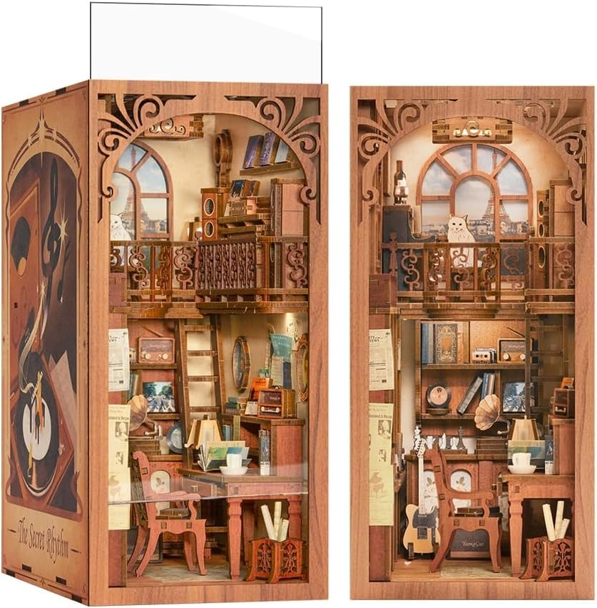 Fsolis Book Nook Kit - DIY Miniature Room 3D Wooden Puzzles The Secret Rythm