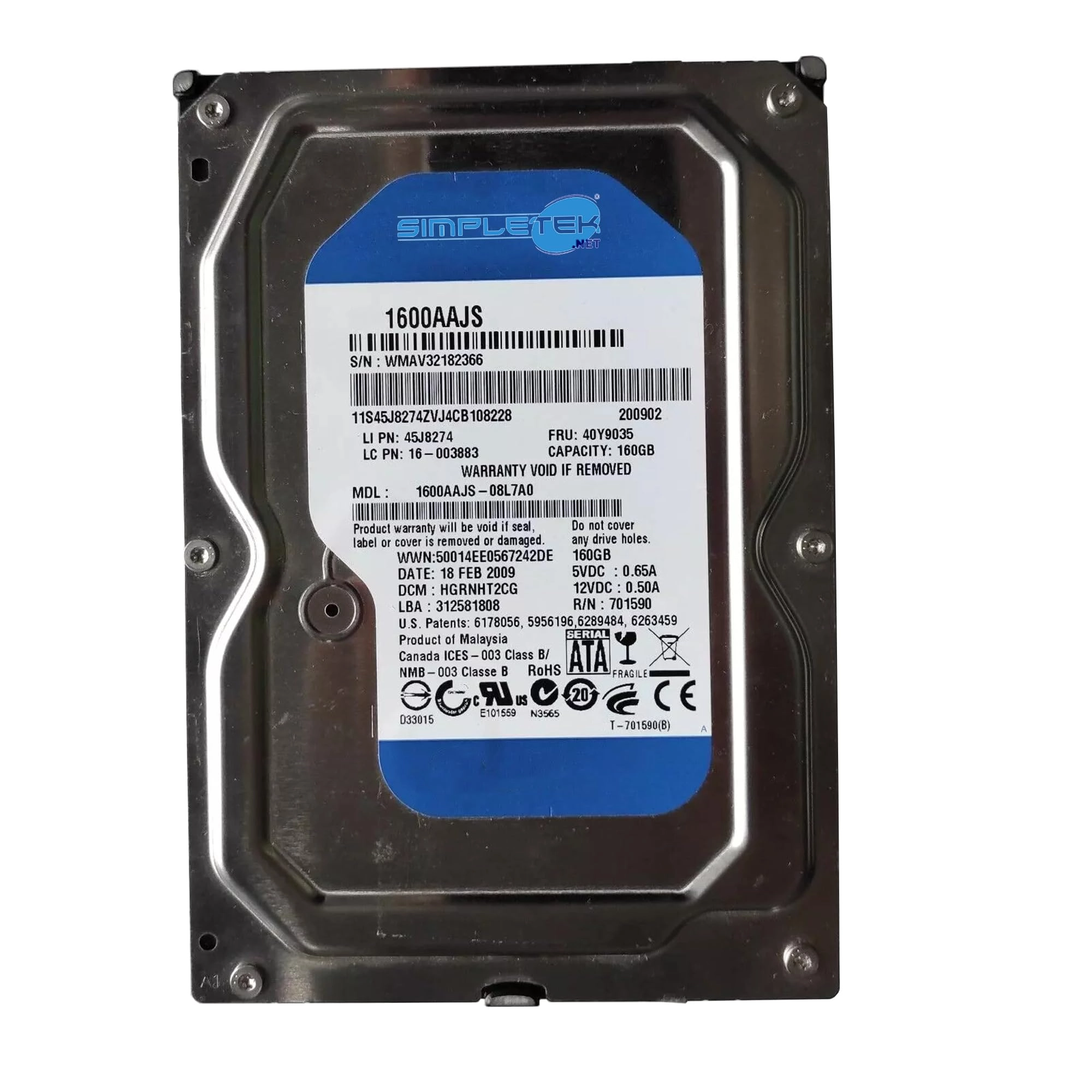 SIMPLETEK (Refurbished) 3.5" 5400rpm Serial ATA (SIM - ART - 0070) - 160GB