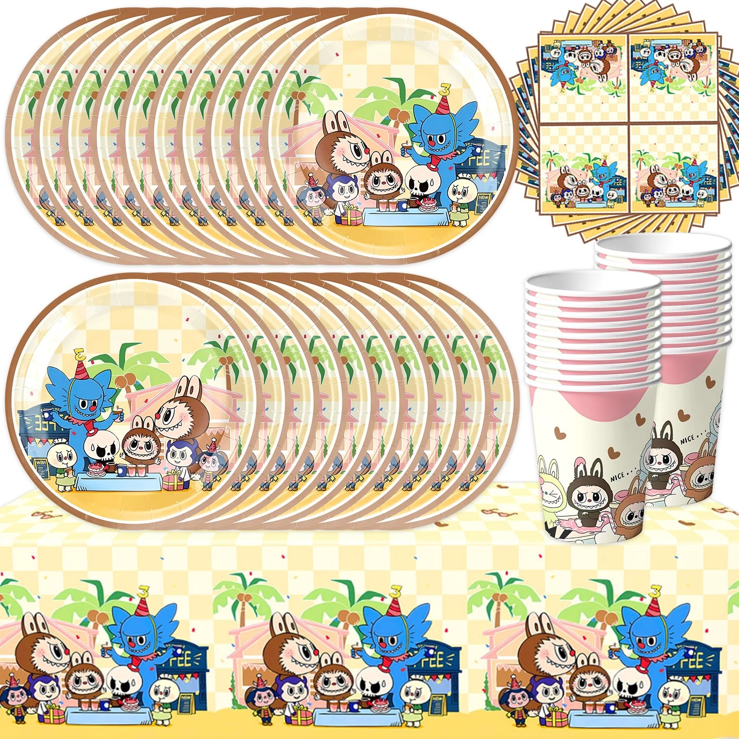 Teddy Bear Birthday Party Tableware - 61-piece