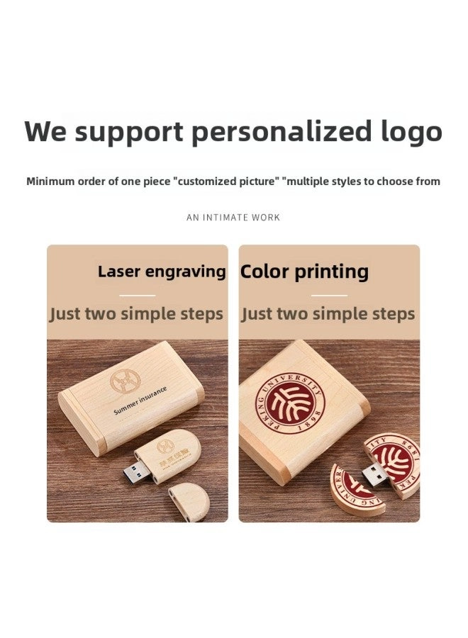 Wooden Mobile Phone U Disk - type-c Double Port + Wooden Box Set - 128GB