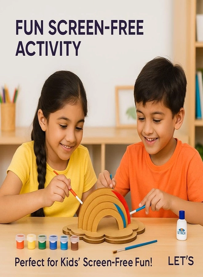 MDF Rainbow Craft Kit - Wooden Cutout 6 Colors 5x7 Inch