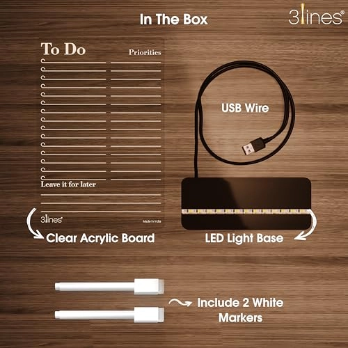 Glowrite LED Writing Board - To Do Priorities warm white