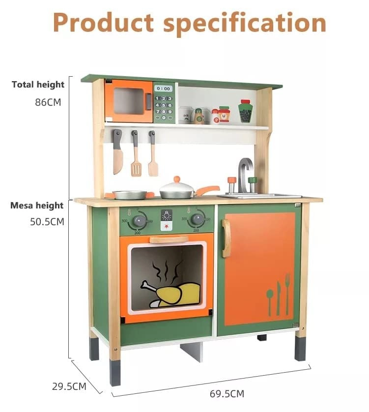 Kids Wooden Classic Kitchen Playset (GB-MSN 20007AB)