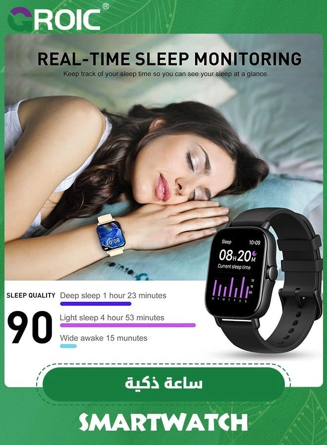 Fitness Smart Watch - 1.69'' Touch Screen Waterproof Real Time Heart Rate Monitor