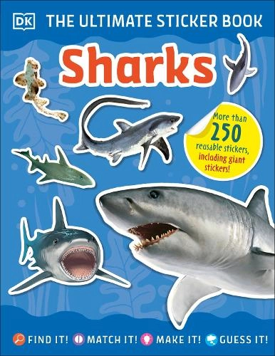 Sharks Activity Sticker Book Reusable 250 pcs