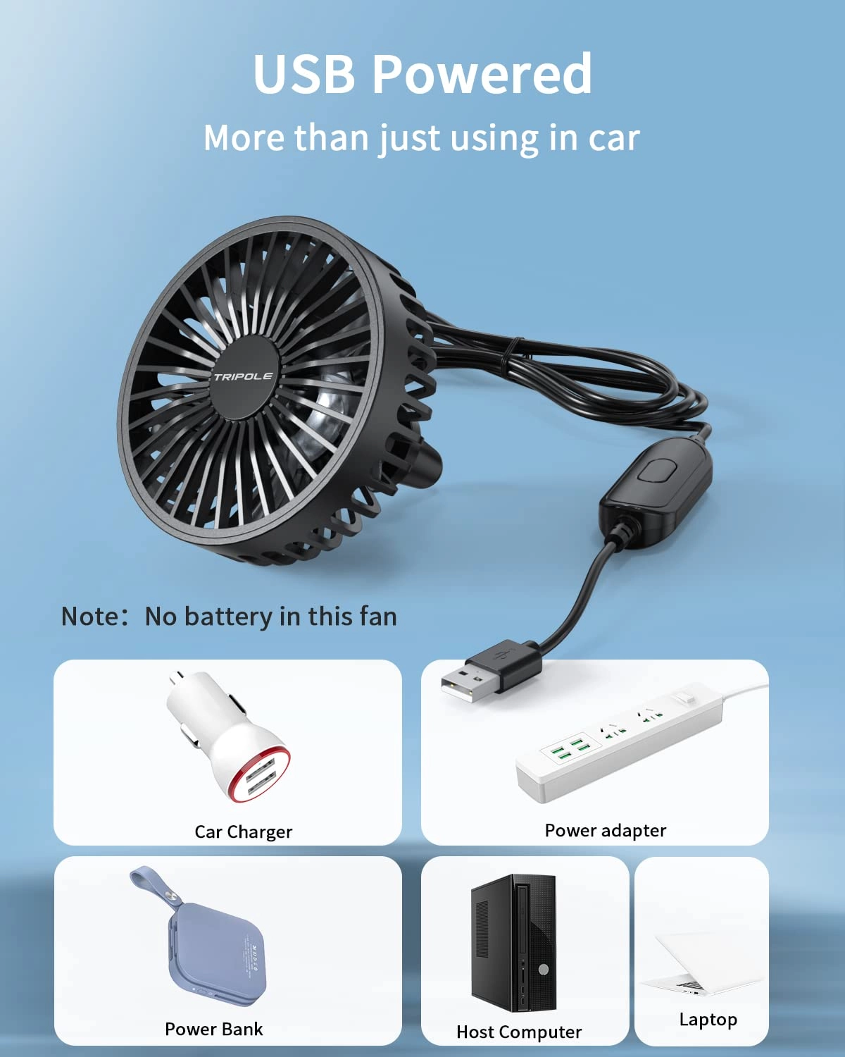 Car Fan - USB Powered 3 Speed