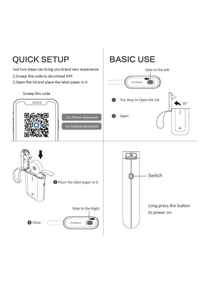 Portable Thermal Mini Photo Rechargeable Labeler - 10 millimeter