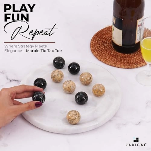 tic_tac_toe - Marble Handmade Red and Coral