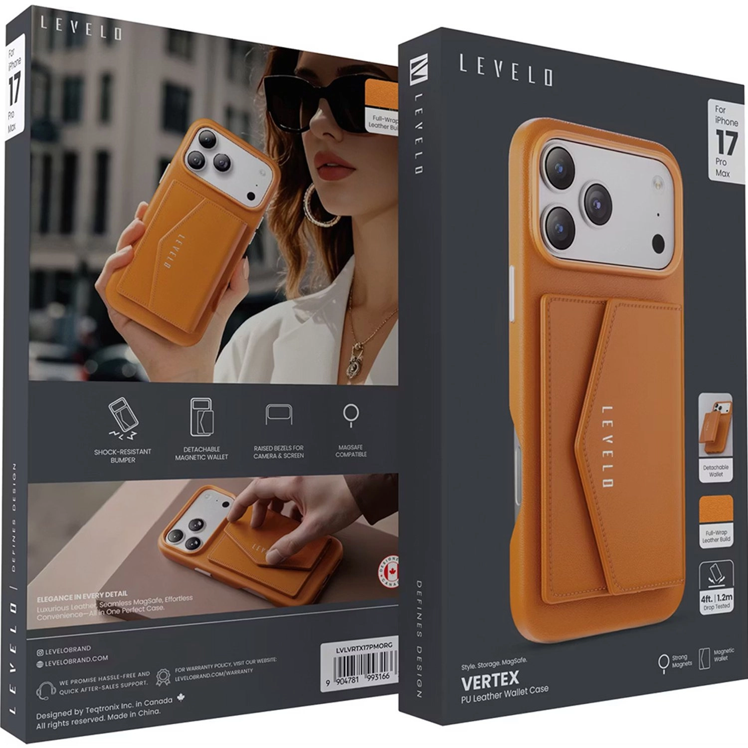 Vertex Wallet Case - PU Leather with MagSafe for iPhone 17 Pro Max