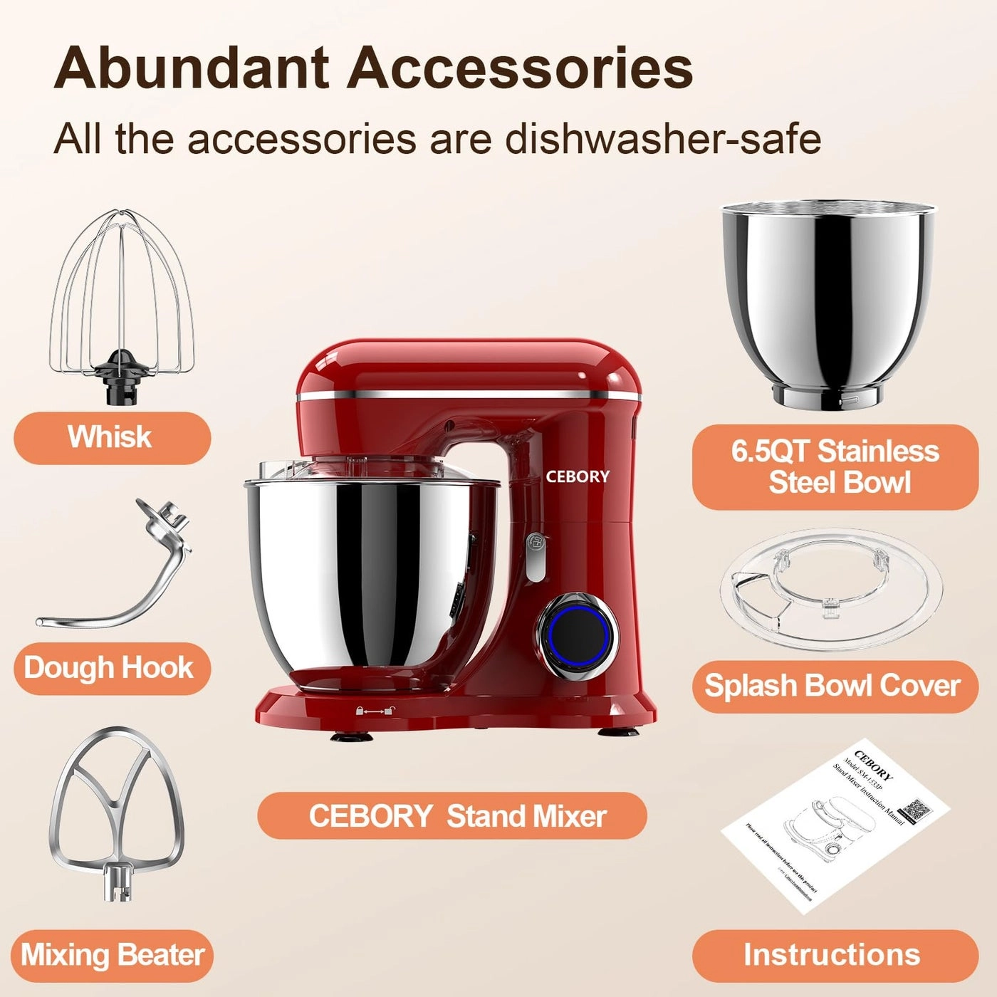 Electric Mixer - 6.5 Quarts 660 watts