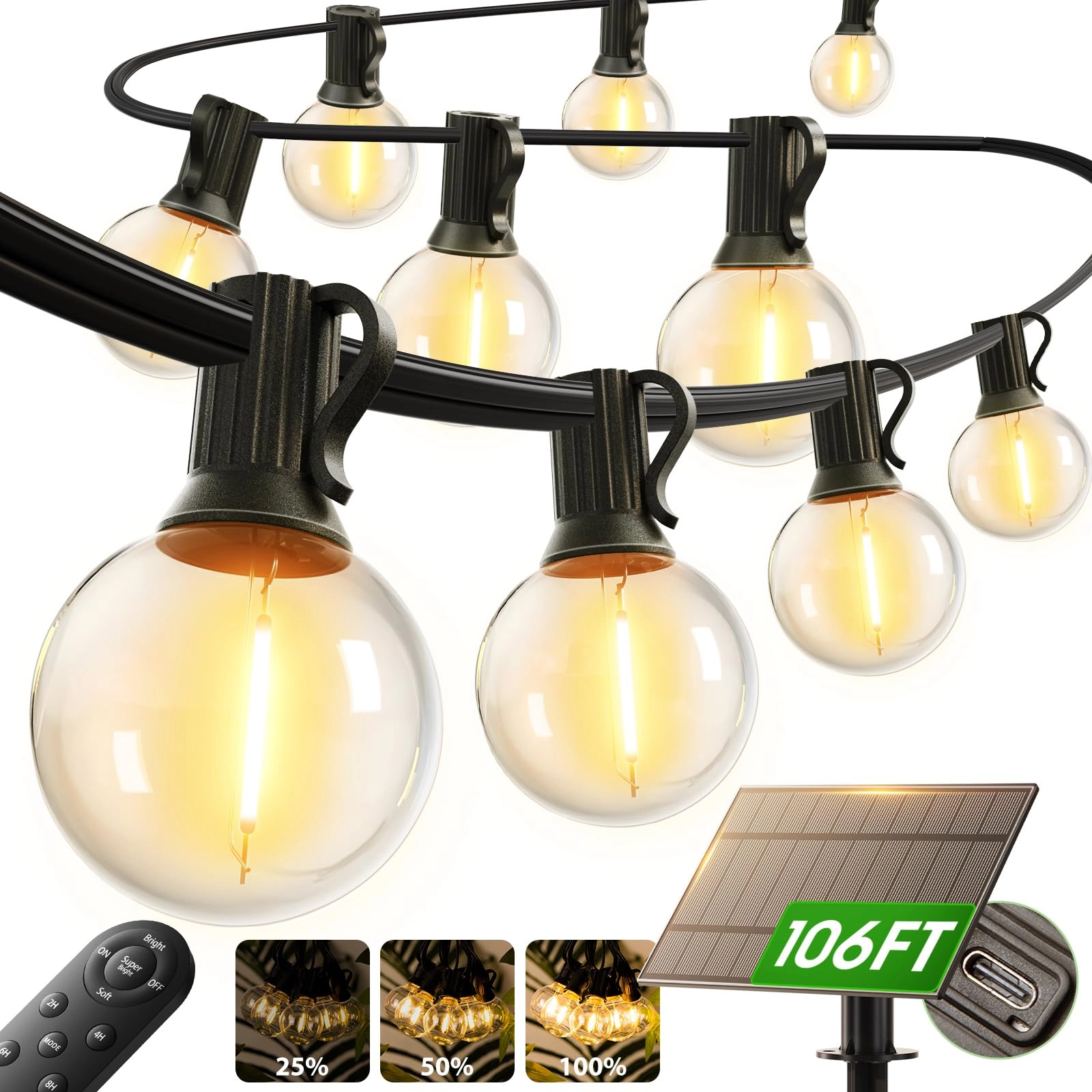 addlon 100FT Solar String Lights - 54 LED G40