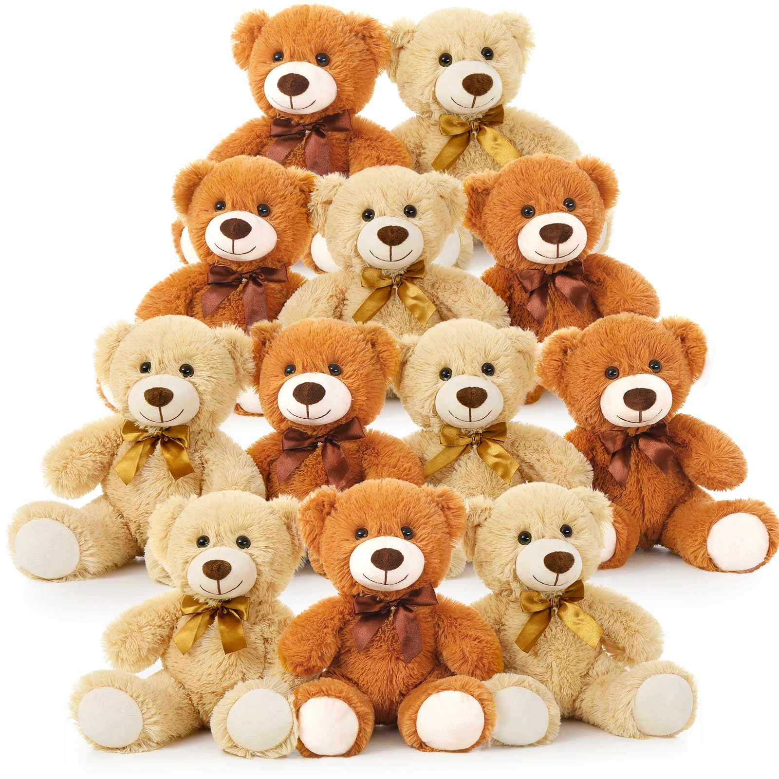 MorisMos Teddy Bear - 14in 12 Pack Light Brown Dark Brown