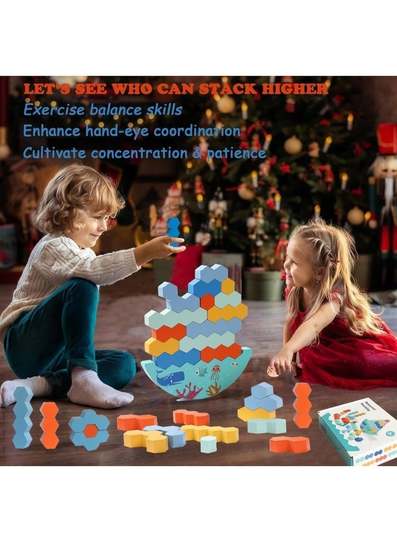 Tower Balance Game - Wooden Blocks Wobbling Chassis