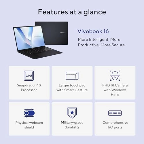 Vivobook 16 Vivobook 16 X1607QA-DS54 - 16'' Snapdragon S4 MSM8270 16GB DDR5 512GB SSD