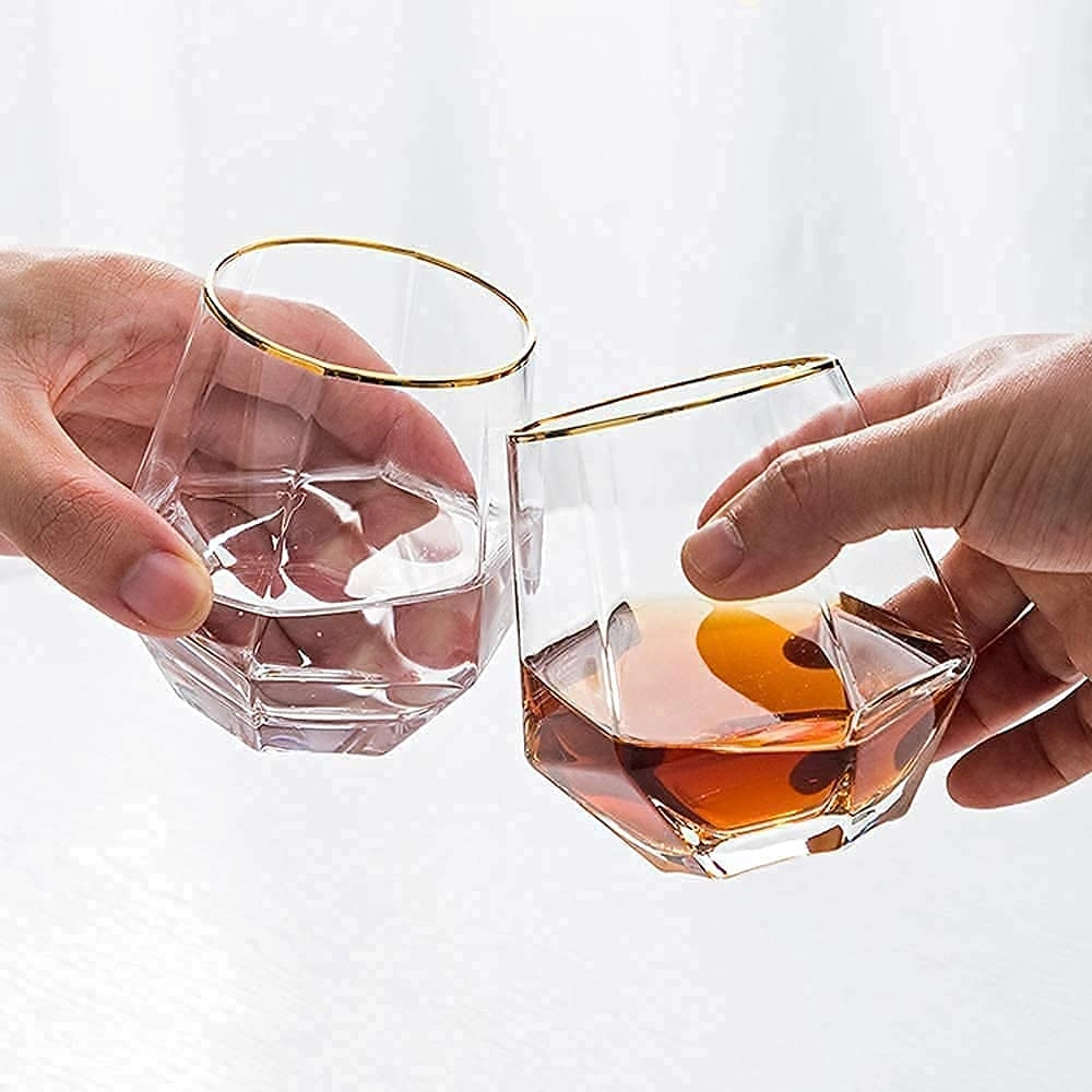Diamond Cut Glass Tumbler - 2 pcs Hexa 310 ml