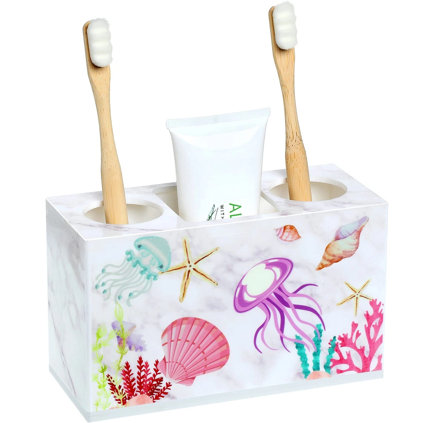Yulejo Beach Shell Theme Bathroom Toothbrush Holder - shelf countertop 3