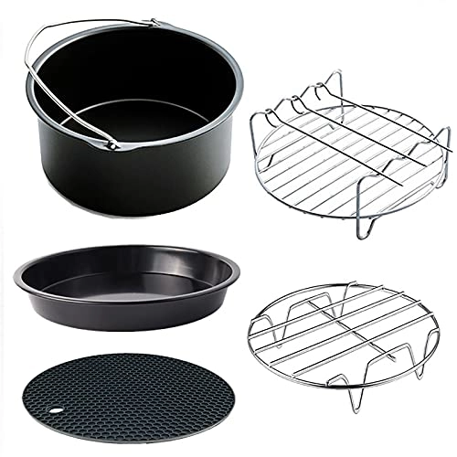 Cake Basket + Silicone Mat + Pizza Tray + Grill + Steaming Rack - Stainless steel +Silica gel 5 Pack