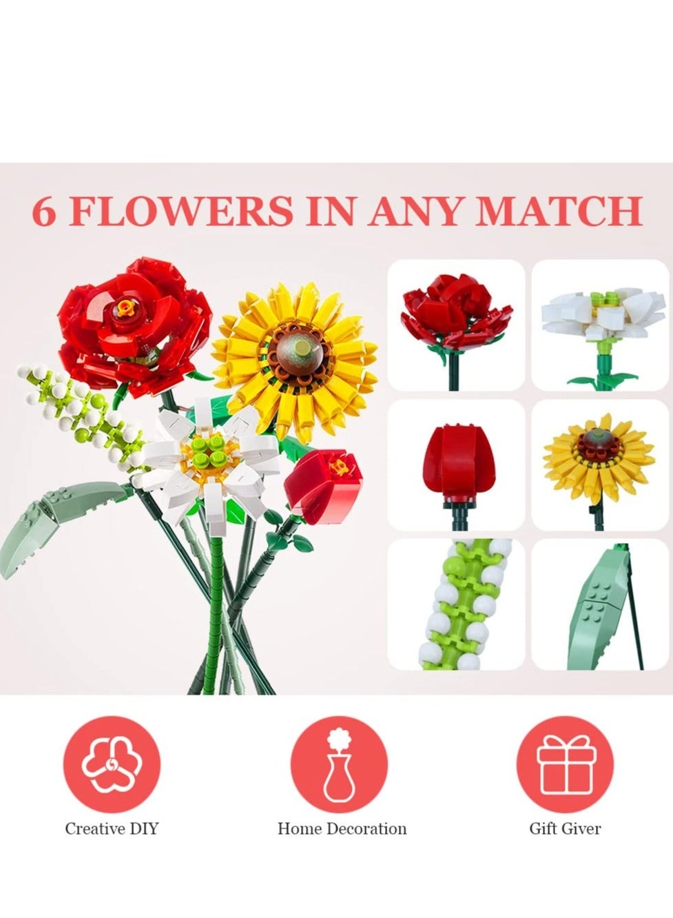 Mini Bricks Flower Bouquet Building Sets - 568 pcs
