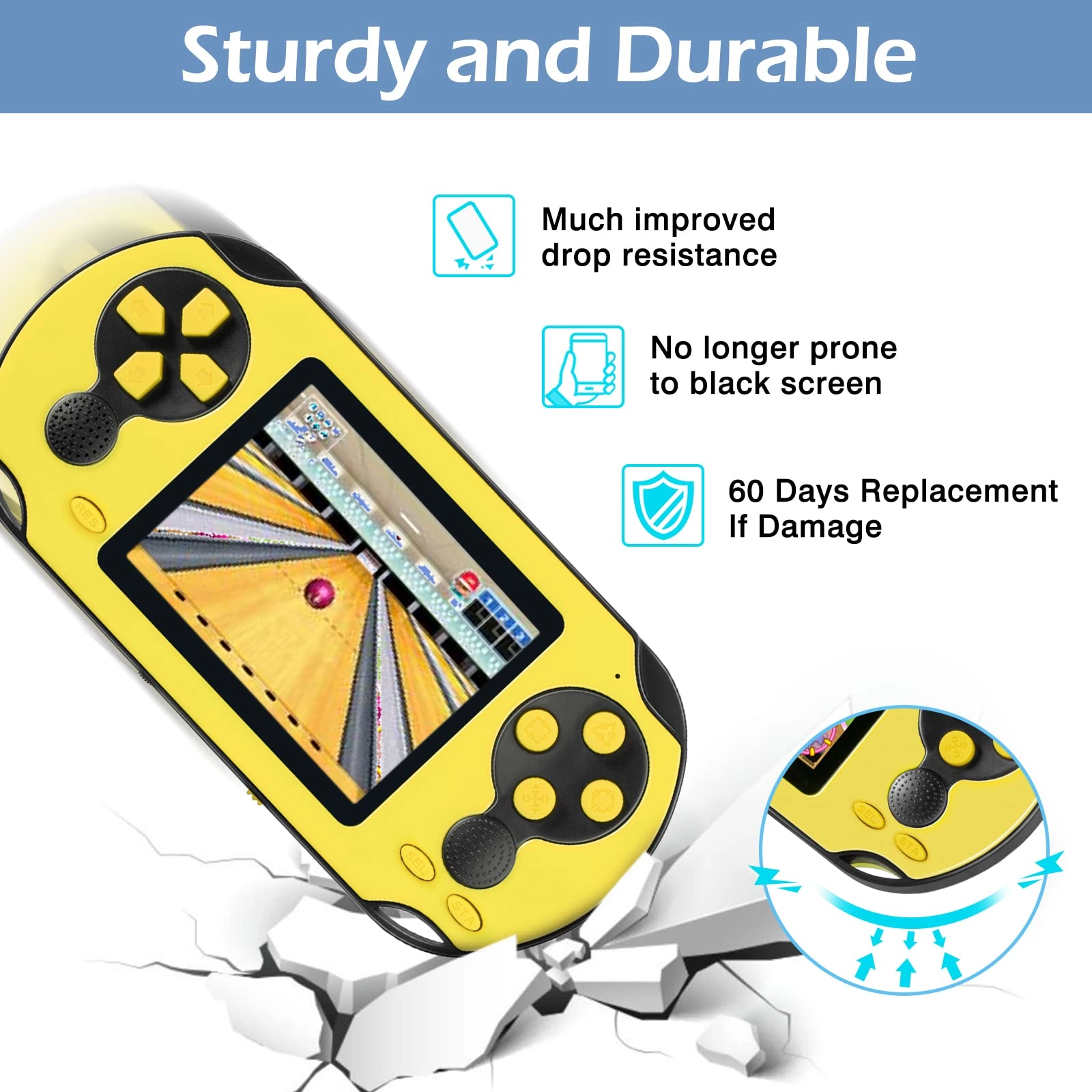 16 Bit Handheld Game - 3.0'' Large Screen 230 Games USB Rechargeable Battery