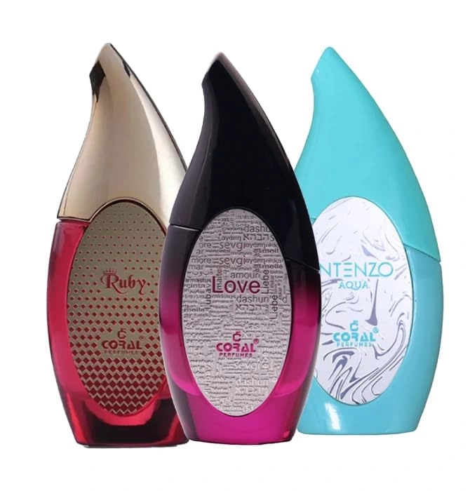 Coral Perfumes Industry LLC Ruby - Eau de Parfum 100ml + Love - Eau de Parfum 100ml + Intenzo Aqua - Eau de Parfum 100ml
