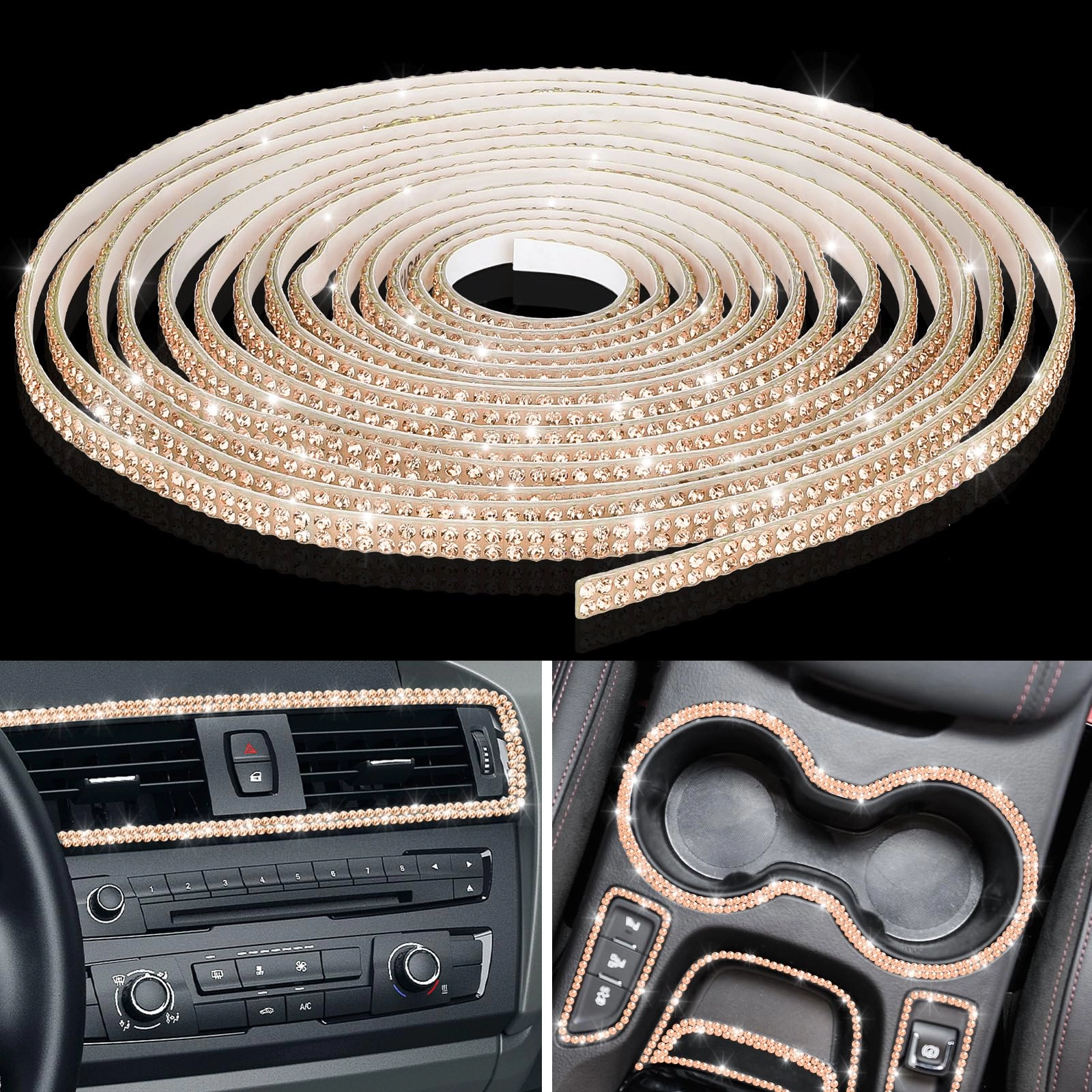 Kingdder Bling Car Trim - 16.4 ft Pink