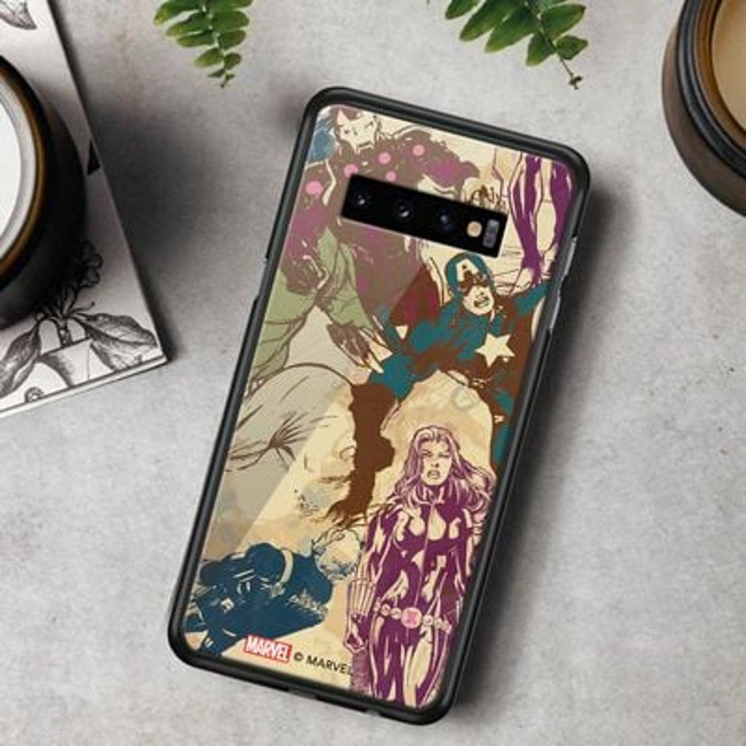 Avengers Character Logos Back Case for Galaxy S10 Plus