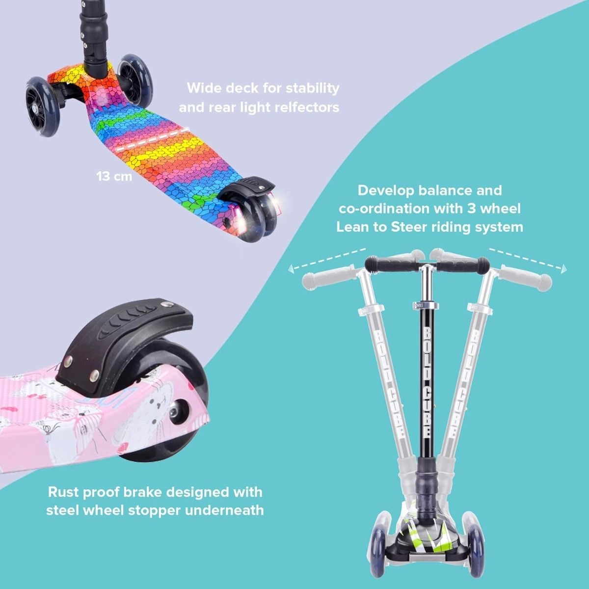 Teeny 3-Wheel Kick Scooter – LED Foldable