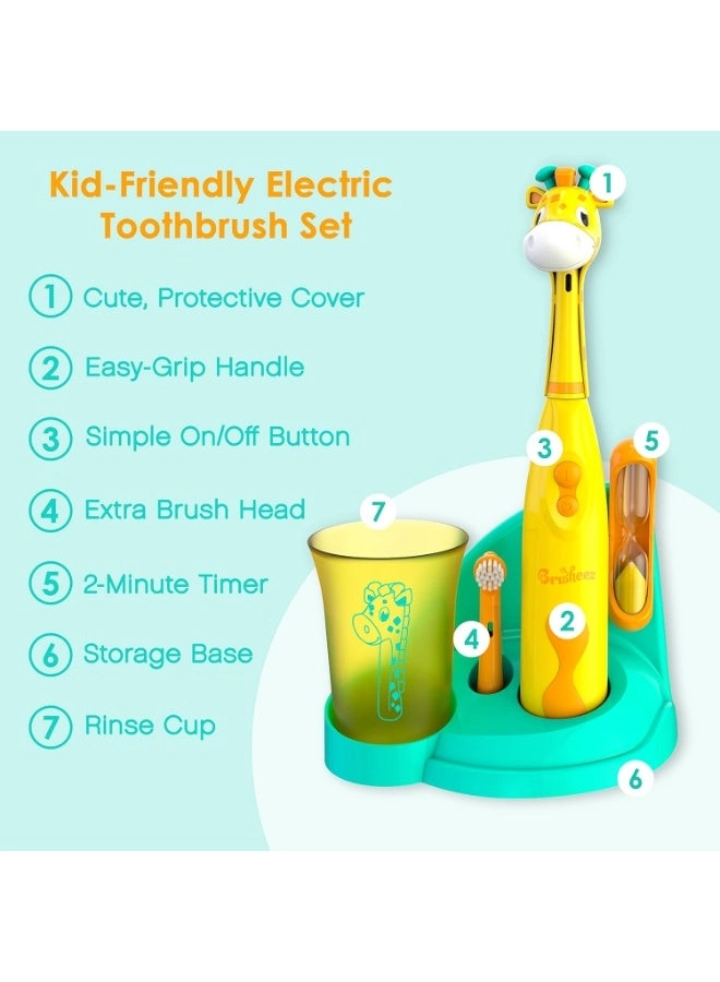Kids’ Electric Toothbrush Set - Ages 3+ 2 Brush Heads 2-Minute Timer