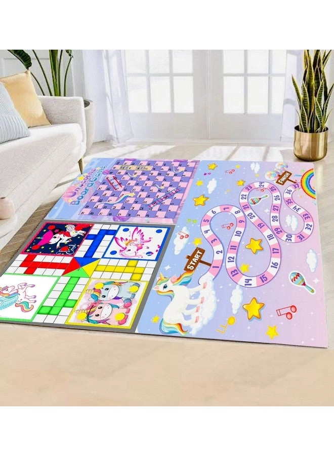 MUREN Jumbo 3 in 1 Ludo Snake & Ladder Play Mat - English