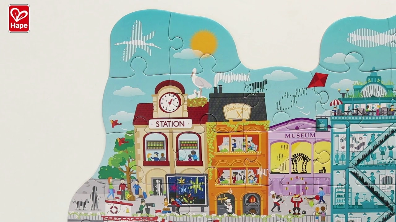 Animated City Cardboard & Puzzle Game - 4 years & above 49pcs