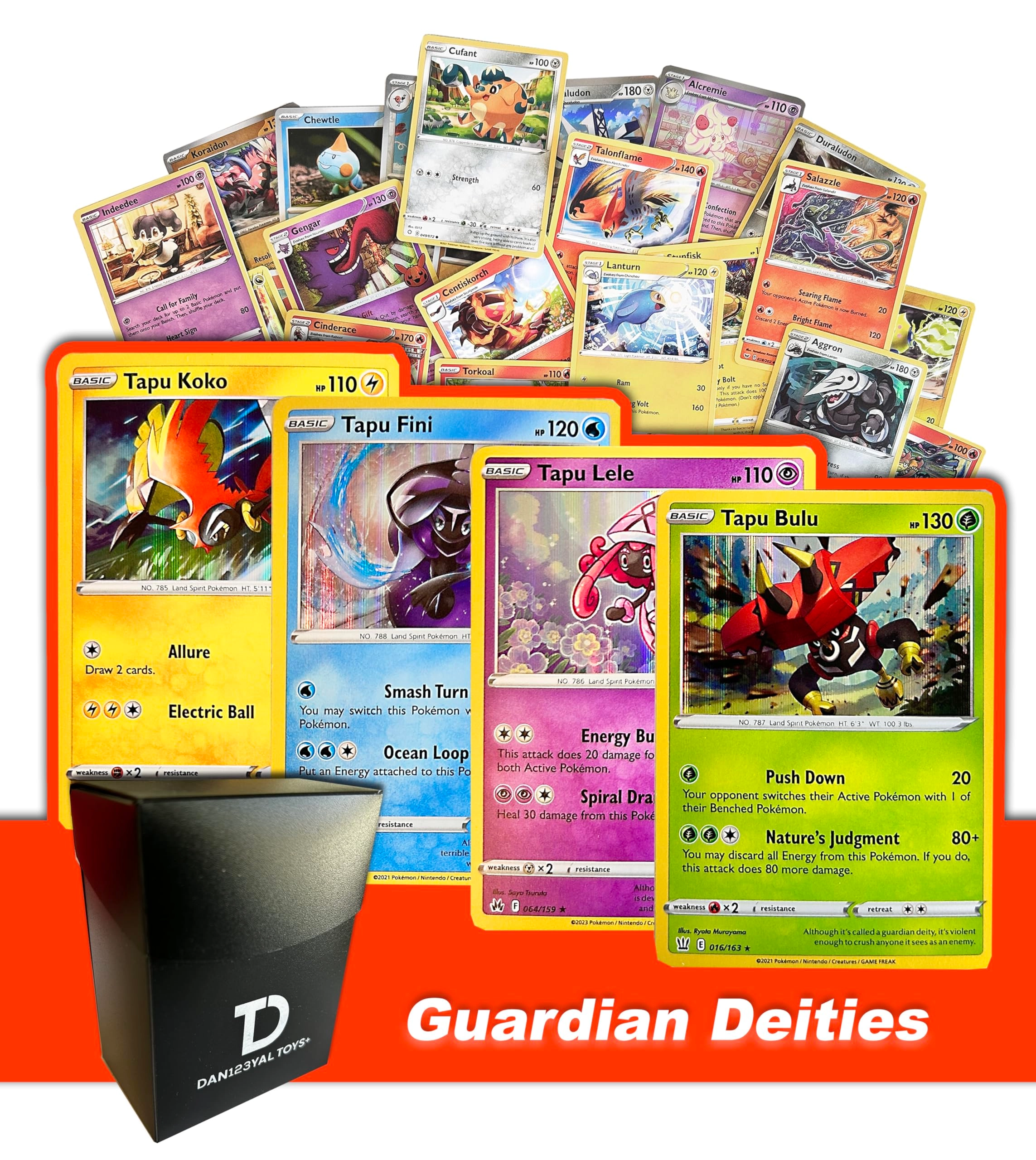 Pokémon Guardian Deity Quartet - 4pcs + Holographic Cards - 6pcs + High HP Cards - 6pcs + Deck Box