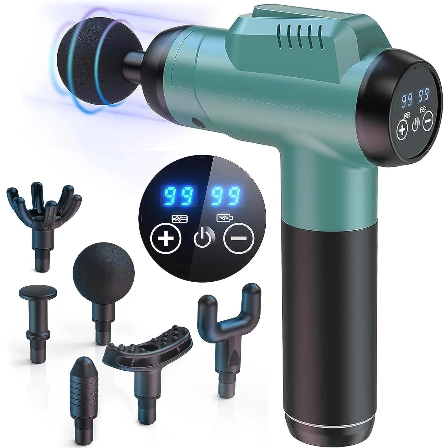 Timiyou Massage Gun - 99 Speed 6 Massage Heads Deep Tissue