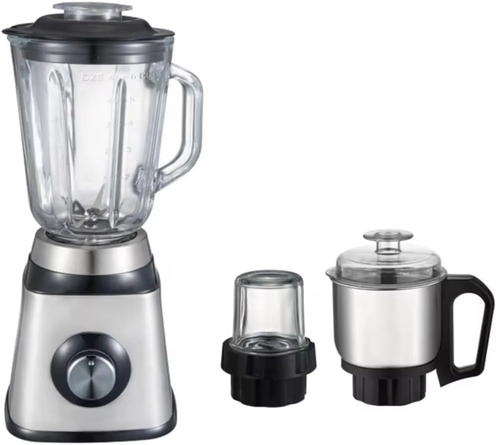 TRADEGATE Smoothie Blender & Electric Food Processor 3-in-1 - Stainless Steel 4 Speed Settings