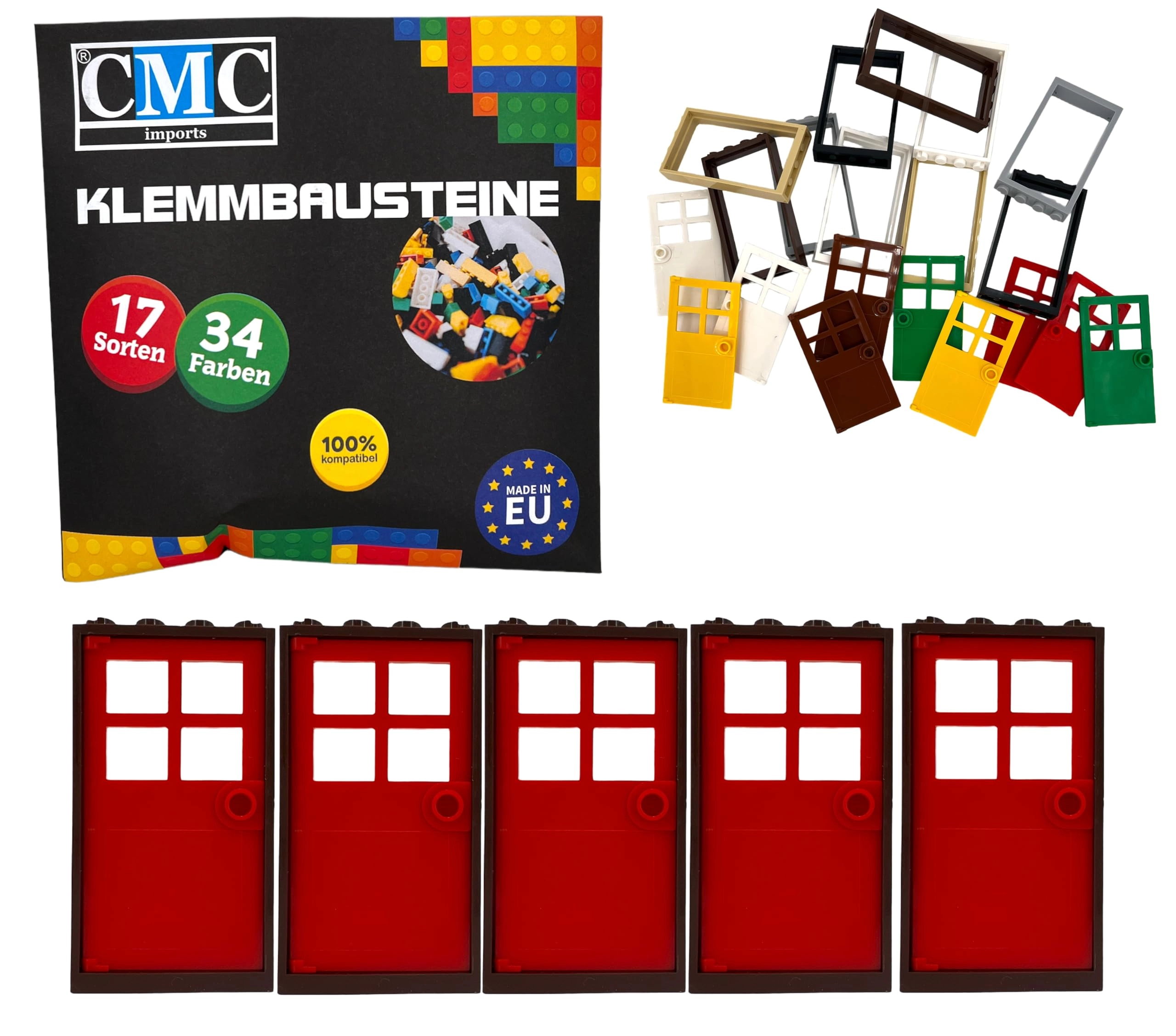 Door Frame - Beige 5 pcs + Door Leaf - Green