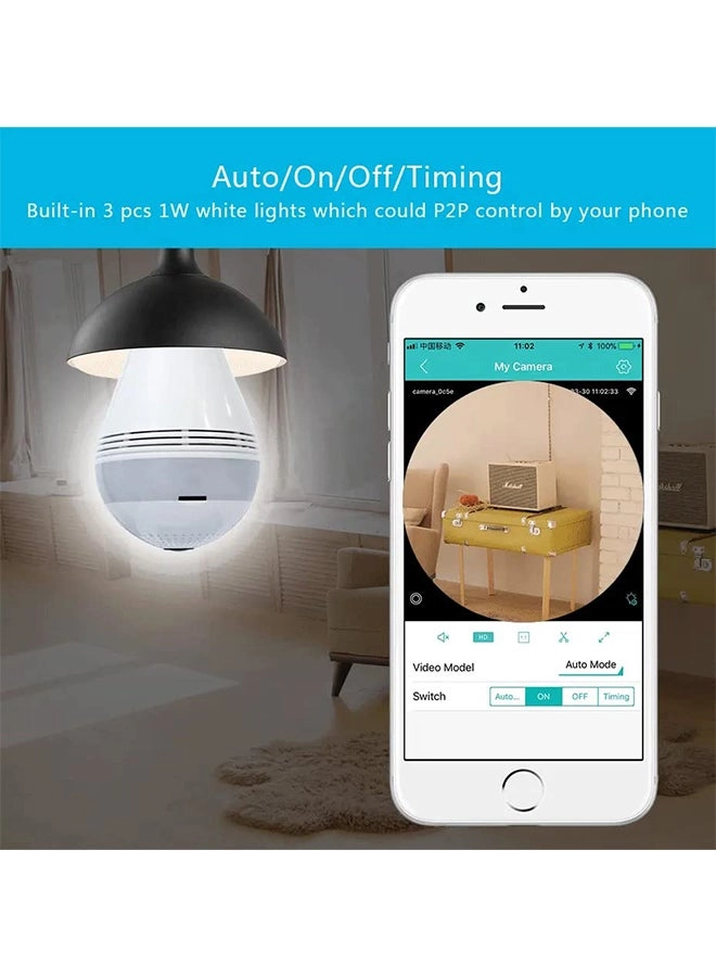 (Renewed) Fisheye 360 Degree Smart WiFi Light Bulb Security Camera
