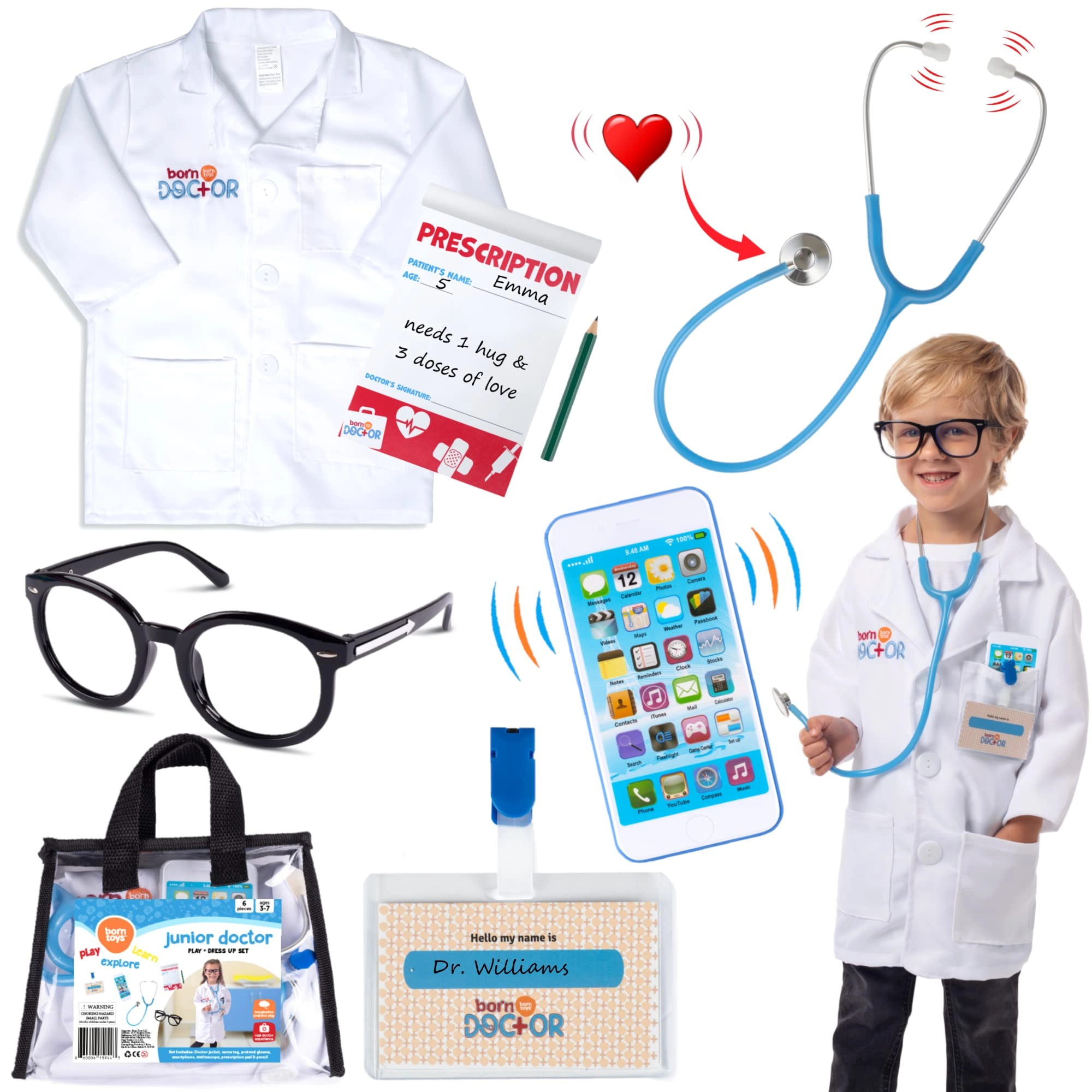 Born Toys Doctor Kit - Complete Kids Pretend Play