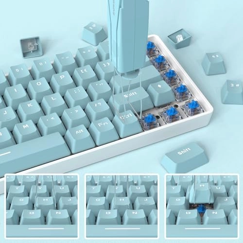 2-in-1 Keycap Switch Puller - 304 Stainless Steel Blue