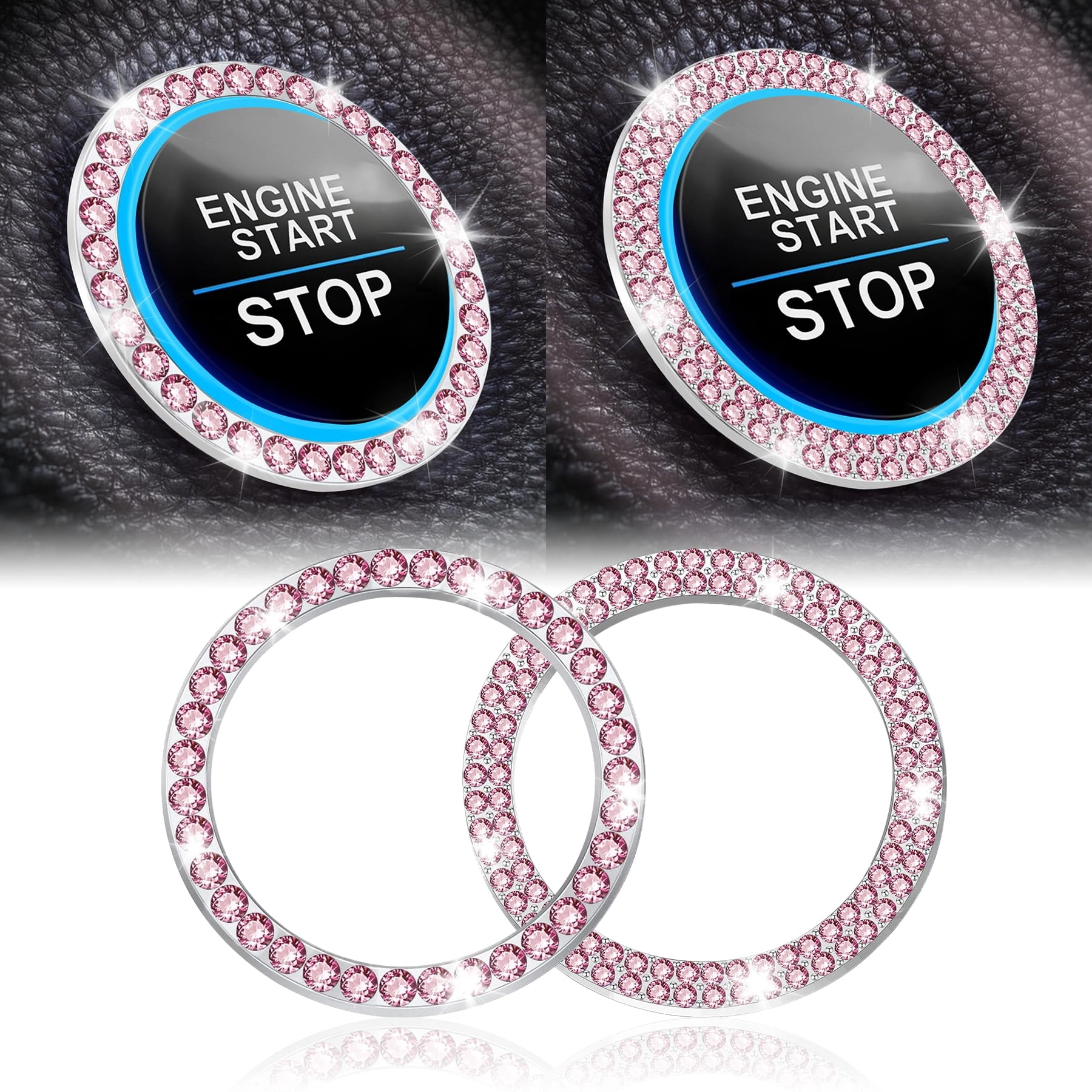 Crystal Combinatorial Rhinestone Car Engine Start Decoration Ring
