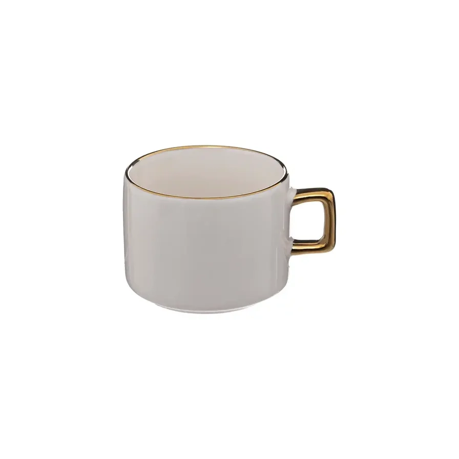 Arya New Bone China Mug Set W/Rack - 170 ml
